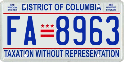 DC license plate FA8963