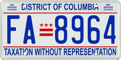 DC license plate FA8964