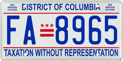 DC license plate FA8965