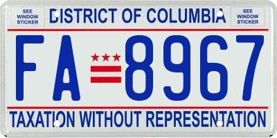 DC license plate FA8967