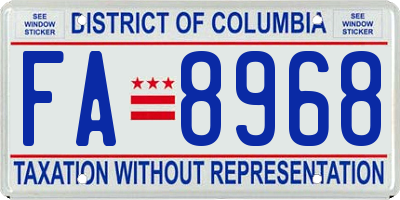 DC license plate FA8968