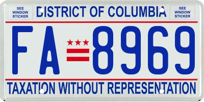 DC license plate FA8969