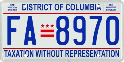 DC license plate FA8970