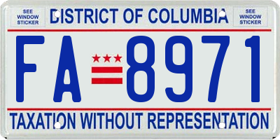 DC license plate FA8971