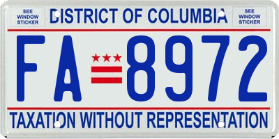 DC license plate FA8972