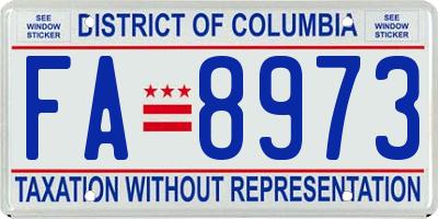 DC license plate FA8973