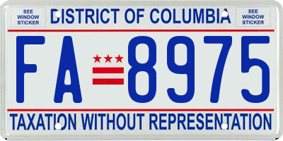 DC license plate FA8975