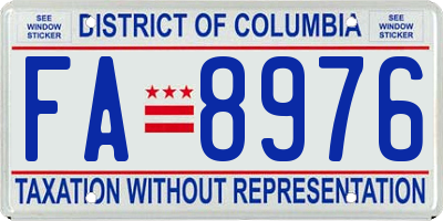 DC license plate FA8976