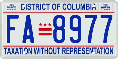 DC license plate FA8977