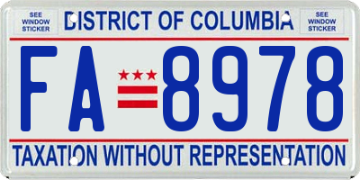 DC license plate FA8978