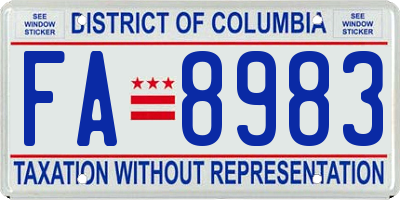 DC license plate FA8983