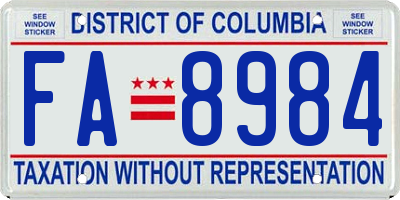 DC license plate FA8984