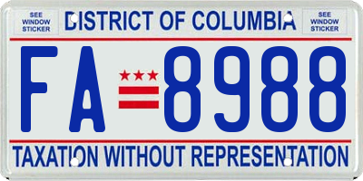 DC license plate FA8988