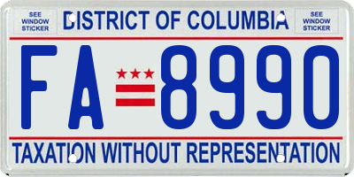 DC license plate FA8990