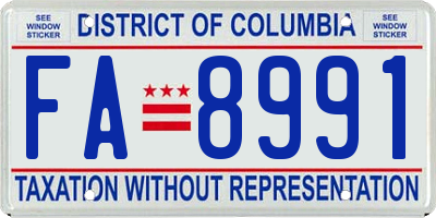 DC license plate FA8991