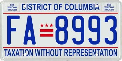 DC license plate FA8993