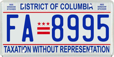 DC license plate FA8995