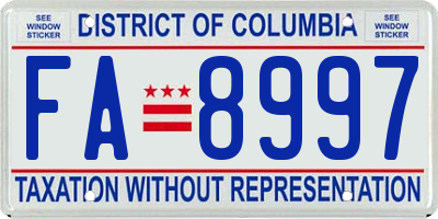 DC license plate FA8997