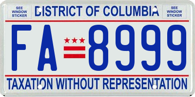 DC license plate FA8999