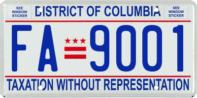 DC license plate FA9001