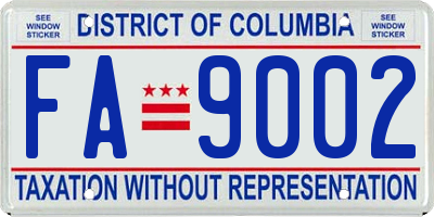 DC license plate FA9002