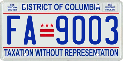 DC license plate FA9003