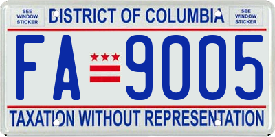 DC license plate FA9005