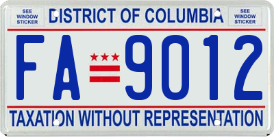 DC license plate FA9012