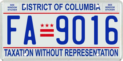 DC license plate FA9016