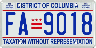 DC license plate FA9018