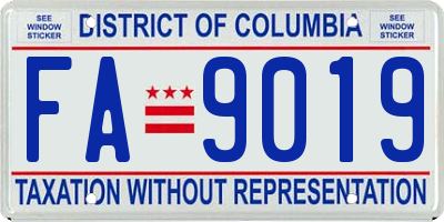 DC license plate FA9019