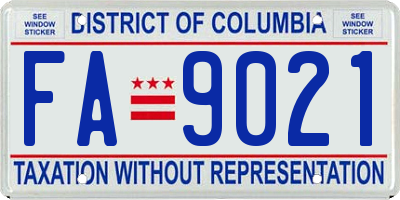 DC license plate FA9021