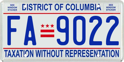 DC license plate FA9022