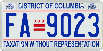 DC license plate FA9023