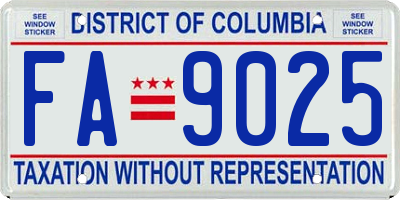 DC license plate FA9025