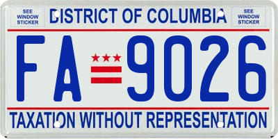 DC license plate FA9026