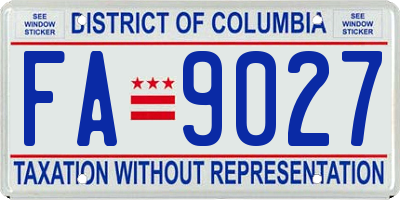 DC license plate FA9027