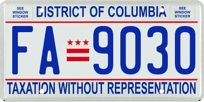 DC license plate FA9030