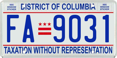 DC license plate FA9031