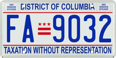 DC license plate FA9032