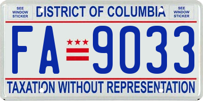 DC license plate FA9033