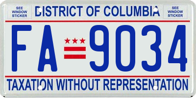 DC license plate FA9034