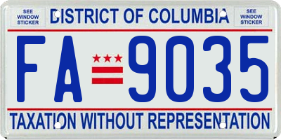 DC license plate FA9035