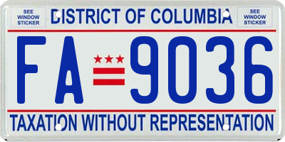 DC license plate FA9036