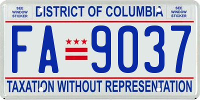 DC license plate FA9037