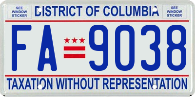 DC license plate FA9038