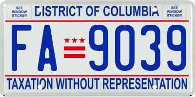 DC license plate FA9039