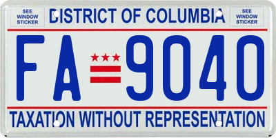 DC license plate FA9040