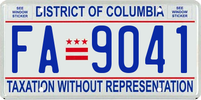 DC license plate FA9041