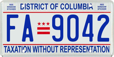 DC license plate FA9042